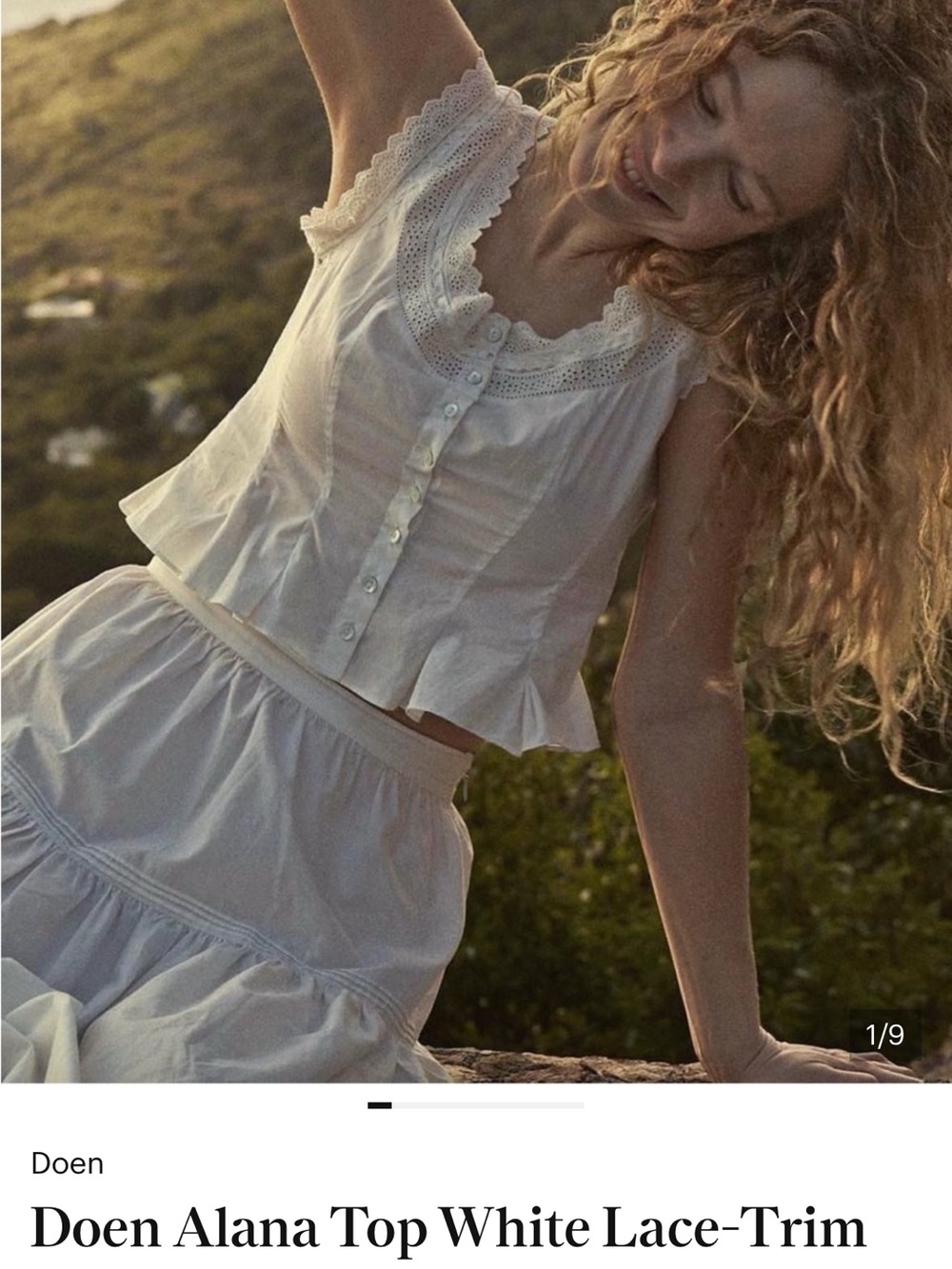 Doen White Lace-Trim Button-Front Camisole